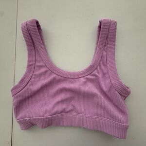 ALO Yoga Lilac Scoop Neck Ribbed Crop Tank